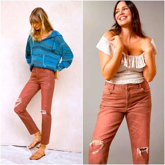 Pilcro Burgundy Distressed Jeans - Picture 3 of 3